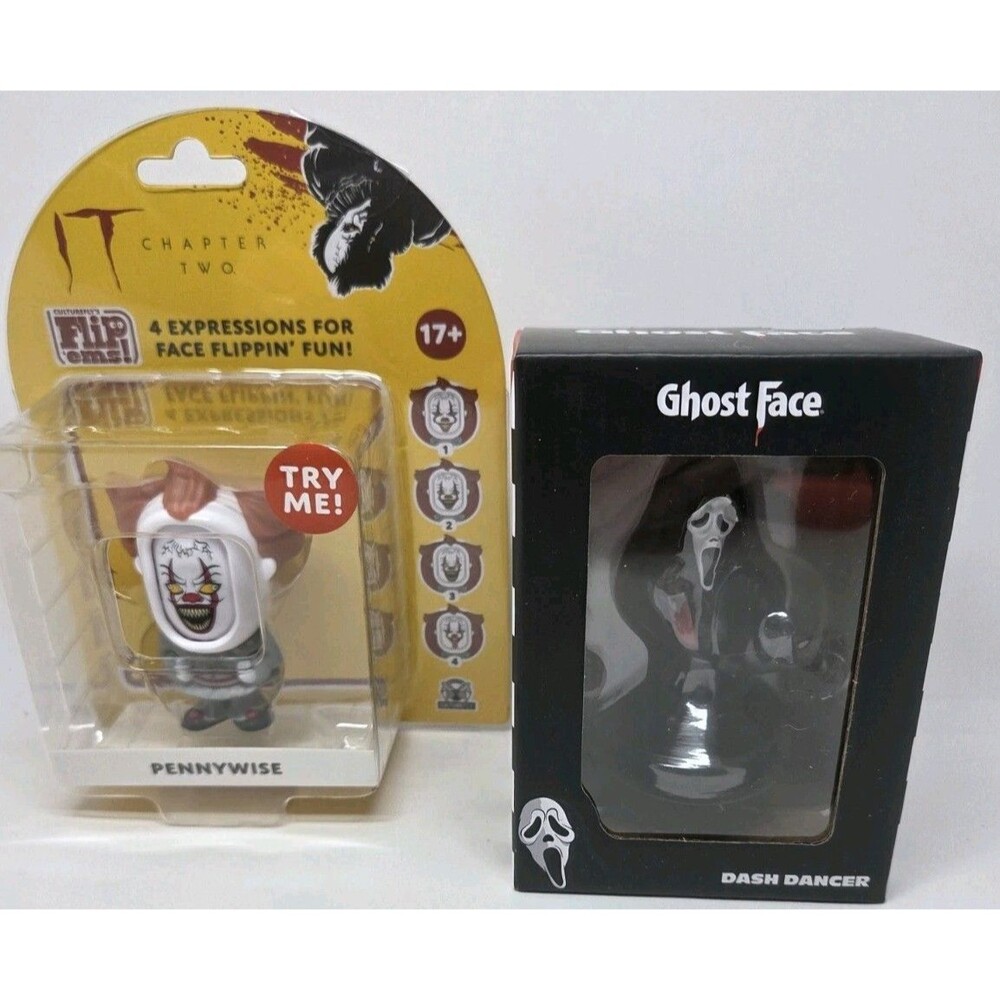 Lot of 2 Horror Figures IT Pennywise Flip’ems & Ghost Face Dash Dancer NIB